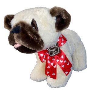 Walmart Puppy Love PUG DOG 13" Cream Brown Plush Soft Stuffed Valentines Stands